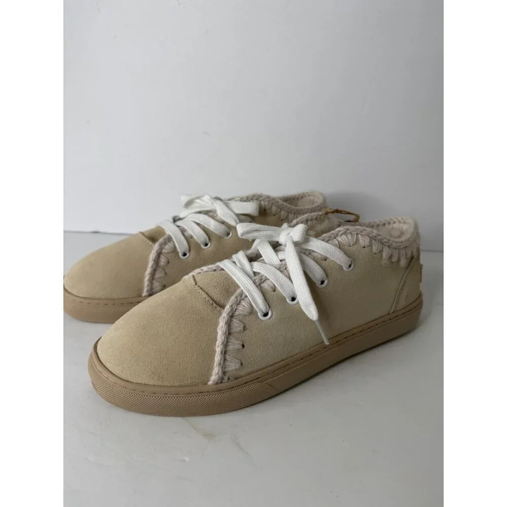 NIB Mou Lace Up Shearling Sneakers in Vanilla EU 41 UK 8 - Picture 3 of 8